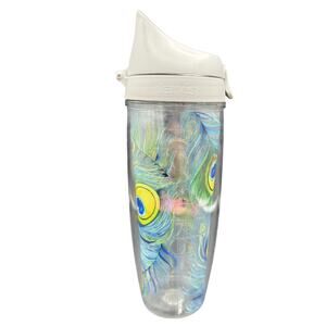 🥤 Tervis Peacock Feathers Wrap Turquoise Tumbler No Spill Travel Cup Lid